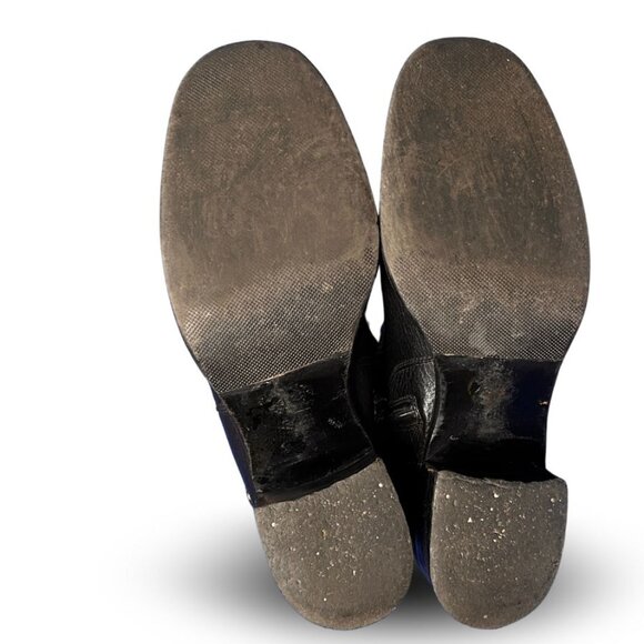 Prada Black Leather Mid-Calf Riding Boots EU 40 / US 9.5 Gold Buckle Detail - Picture 9 of 10